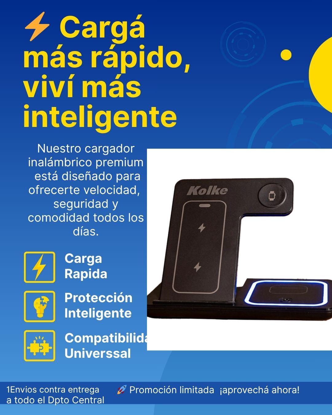 CARGADOR INALAMBRICO 3 EN 1 KCR-5662