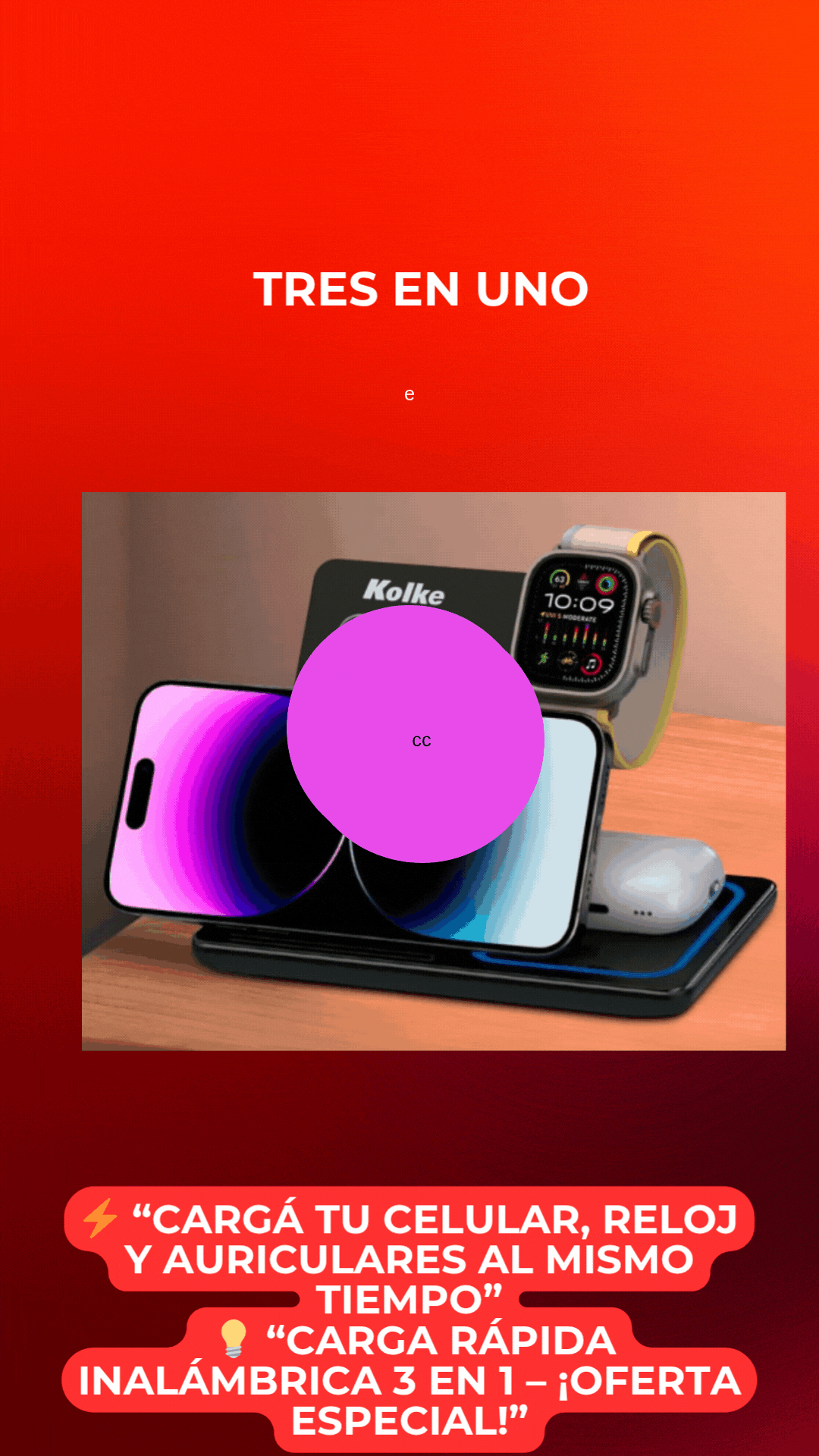 CARGADOR INALAMBRICO 3 EN 1 KCR-5662